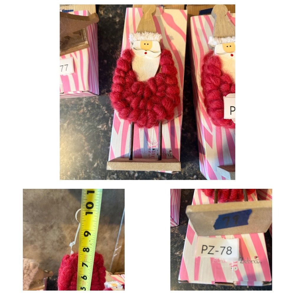 Pink Zebra Lot 8 Rustic Wood Wool Animal Christmas Decor Fox Sheep Santa Fish